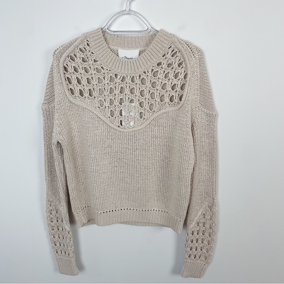 3.1 Phillip Lim Sweaters - 3.1 Philip Lim Crewneck Pullover With Engineered Pointelle Stitch Size Medium